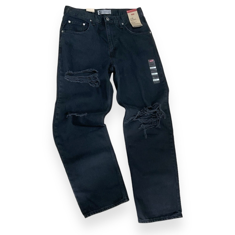 Levis Silvertab Jeans Women 28 (30x30.5) Black Ripped 94 Baggy Straight NWT